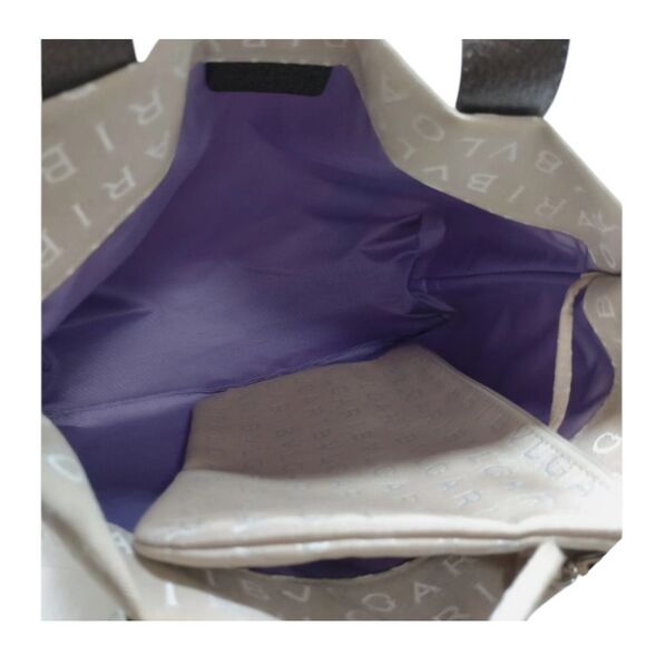 Bvlgari Beige Canvas Tote Bag with Brown Leather Trim Logo Shoulder  2553364 - Picture 8 of 8